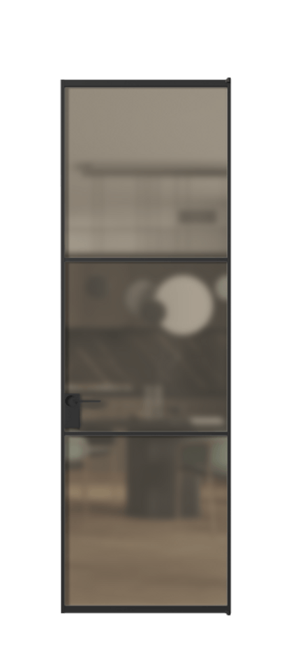 Алюминиевая дверь АЛПЛ040.03 Алюминий Черный Сатинированное бронзовое стекло, триплекс Цена 120130  | Volhovec