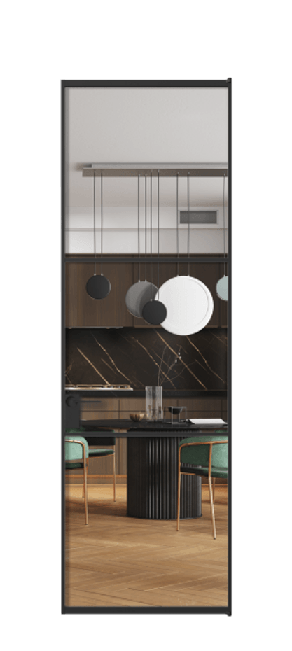 Алюминиевая дверь АЛПЛ040.03 Алюминий Черный Прозрачное стекло "Crystal Vision", калёное Цена 7661  | Volhovec