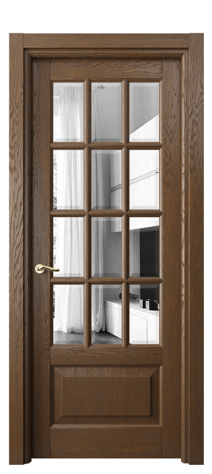 Межкомнатная дверь Лигнум 0728 Дуб королевский брашированный Двустороннее зеркало с фацетом, триплекс Цена 178999 ₽ | Volhovec