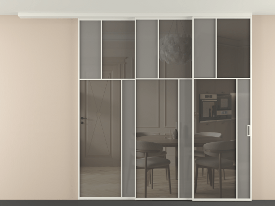 Перегородка Mosaic вдоль стены телескопик синхро-3 #VENDORCODE# #FURNISH# #GLASS# Цена #PRICE# #CURRENCY# | Volhovec