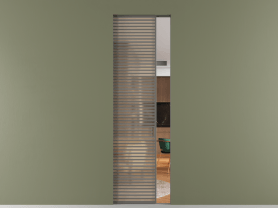 Алюминевая перегородка АЛПР 040.077 МКЛС САТ ОРАНЖ. Цвет Алюминий классический серый. Материал Алюминий в эмали. Коллекция Перегородка Формато скрытый пенал 1 створка. Картинка.