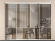 Перегородка Mosaic внутри проёма 4 створки с синхронным механизмом