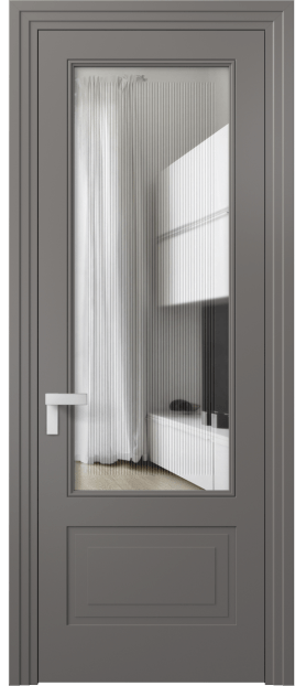 Межкомнатная дверь 8342 МКЛС Прозрачное стекло с гравировкой Rocca. Цвет Матовый классический серый. Материал Гладкая эмаль. Коллекция Rocca. Фото. Дверь межкомнатная 8342 МКЛС Прозрачное стекло с гравировкой Rocca. Цвет Матовый классический серый. Материал Гладкая эмаль. Коллекция Rocca. Картинка.